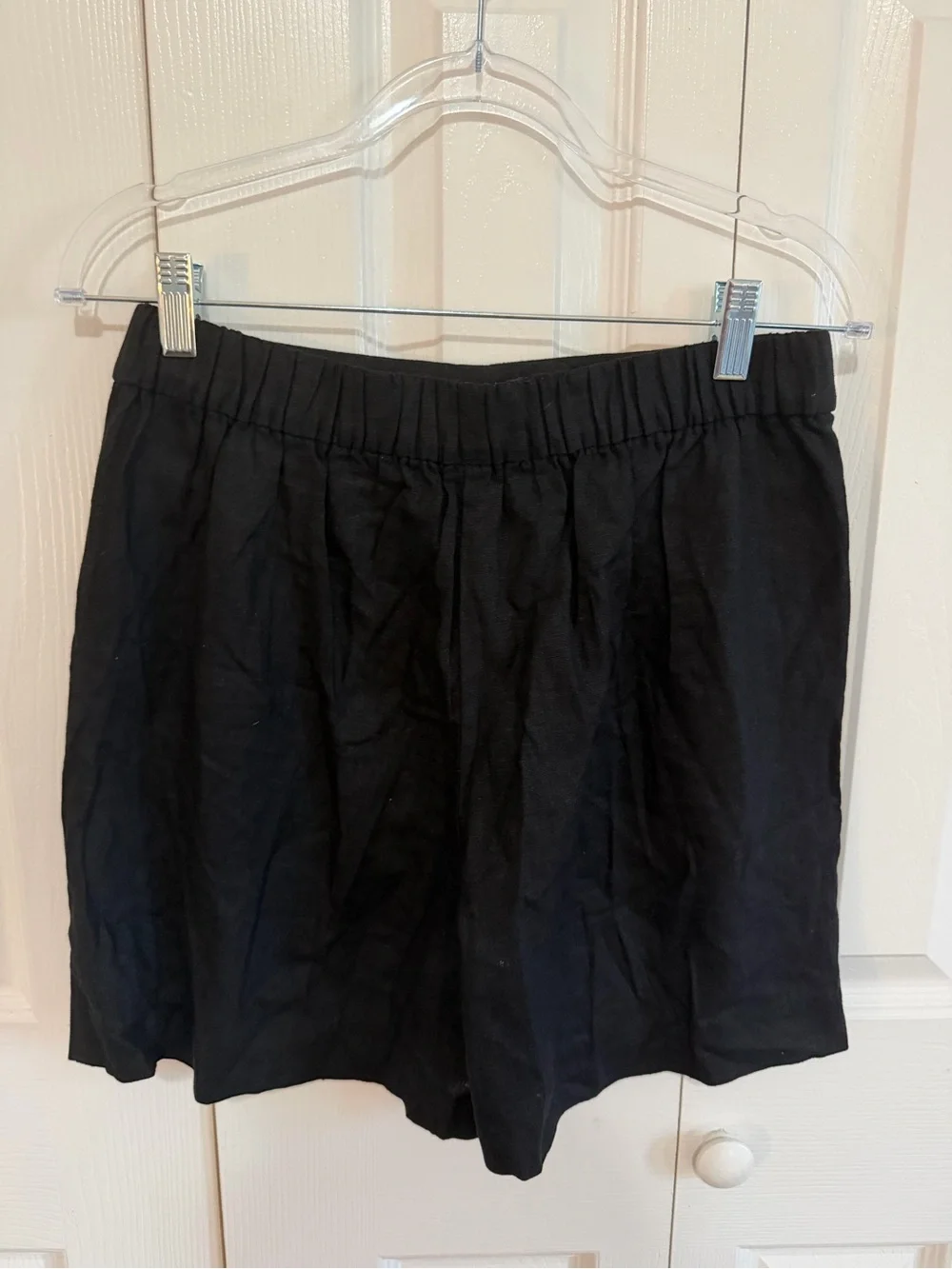 J.Crew Elastic Back Linen Blend Pleated Short Black Size 4 NWT